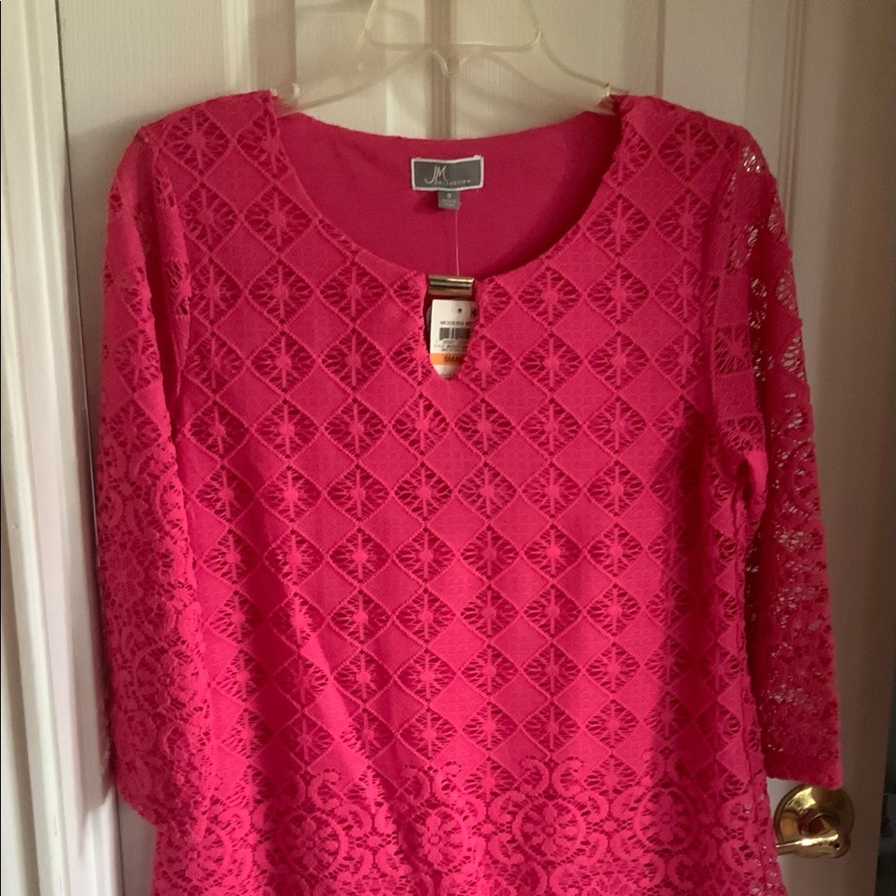 JM Collection Sz S rose pink knit blouse Sz S